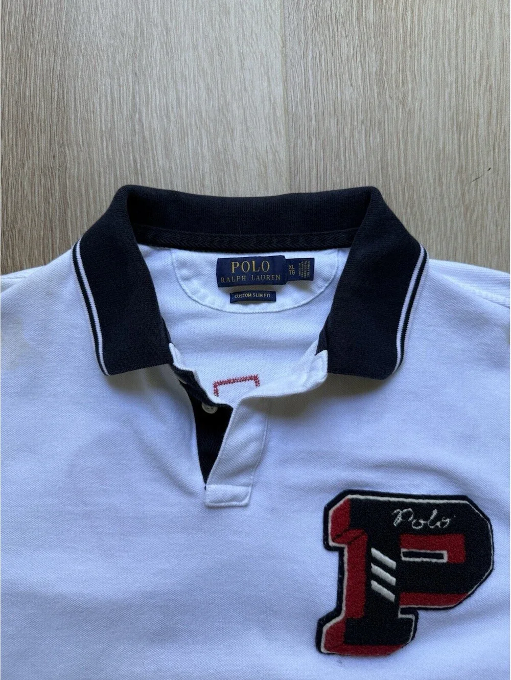 Polo Ralph Lauren New York White Polo Shirt Custom Slim Fit Size XL
